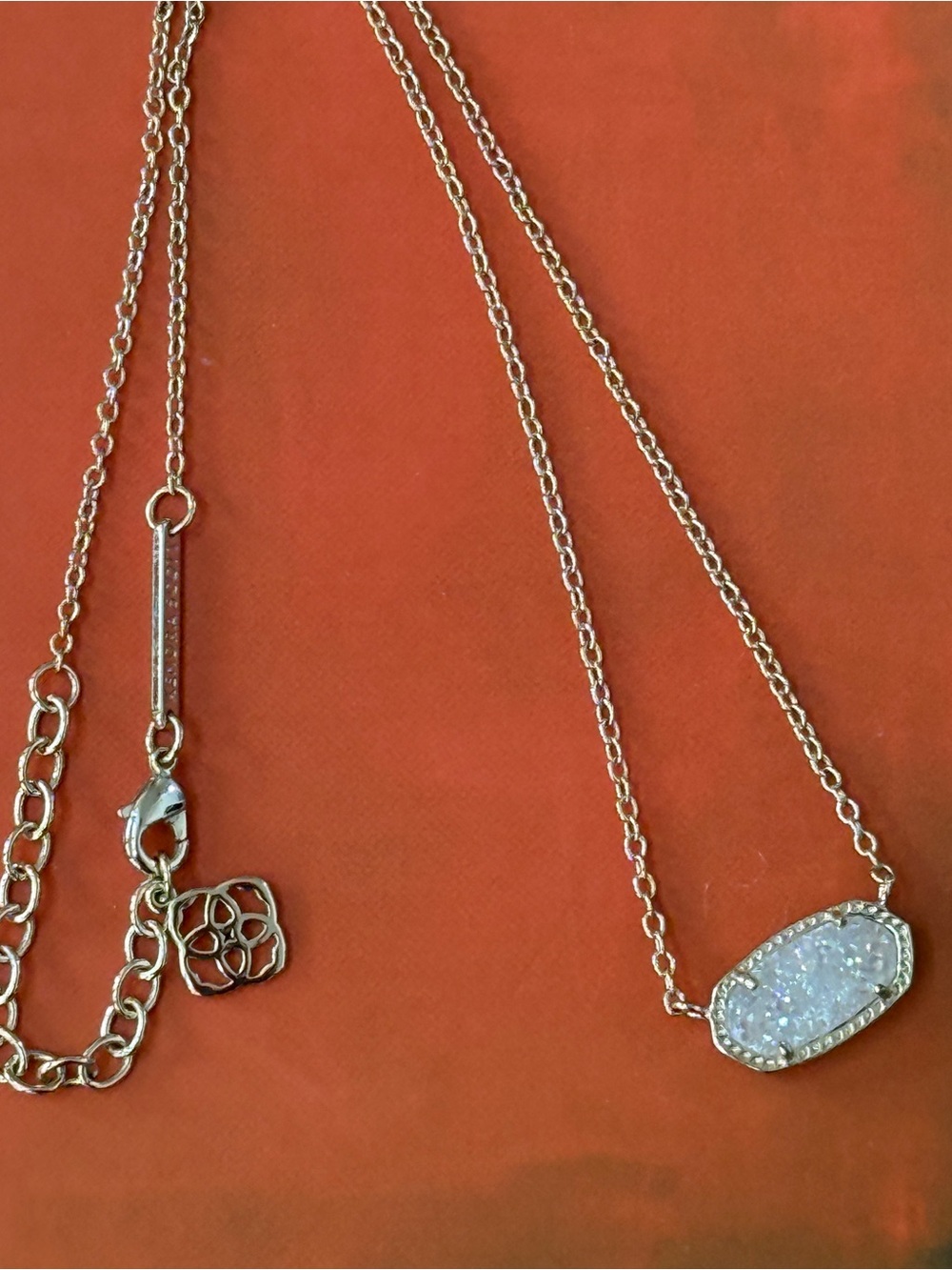 Kendra Scott Elisa Gold Necklace with White Iridescent Druzy Stone